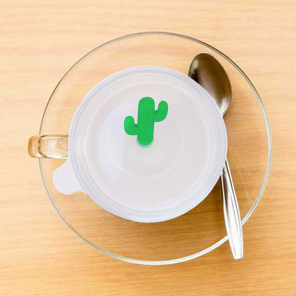 

Creative Food Grade Silicone Cup Cover Lid Cactus Drink Cover for Hot and Cold Drinks Mugs Wine Glasses Bowls( , Dark Green)