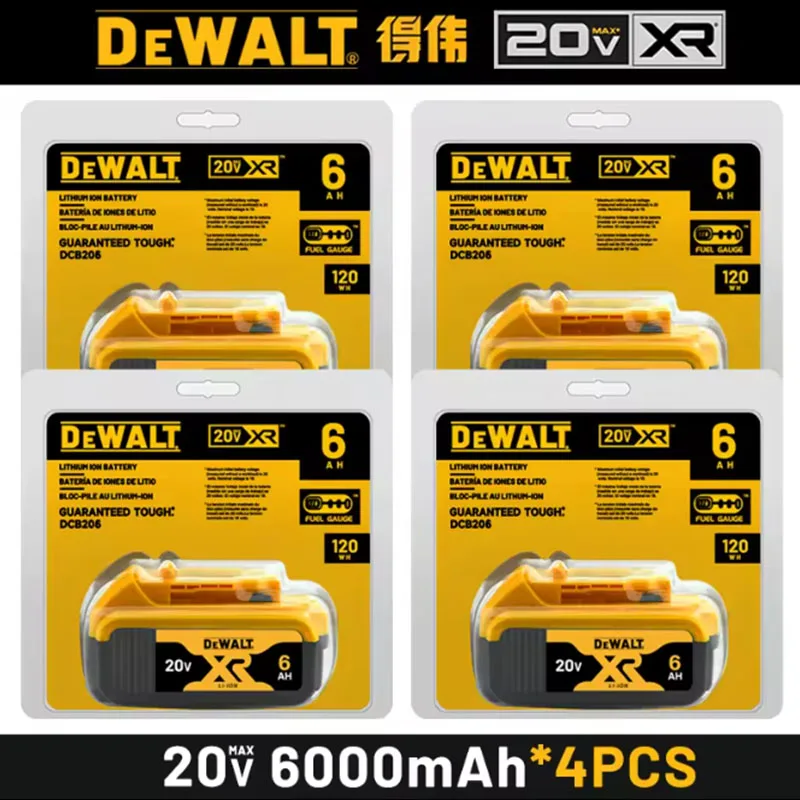 New 100%Original 5000mAh 20V Dewalt Battery, High Capacity Fast Charging, Compatible with DCB206/DCB205/DCB200 Power Tools