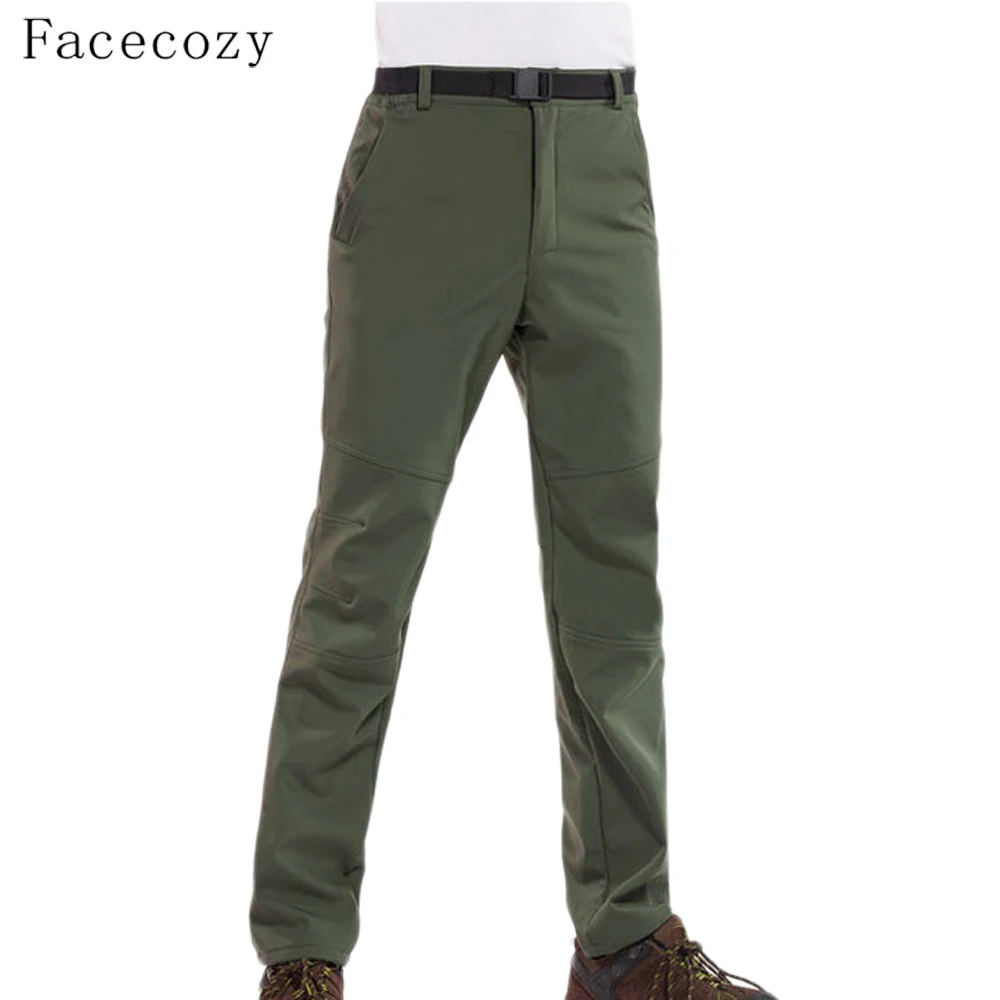 Facecozy Men Fleece Hiking&Camping Pants Female Outdoor Pantolon Fishing softshell Pant Waterproof Trekking Skiing Throuses