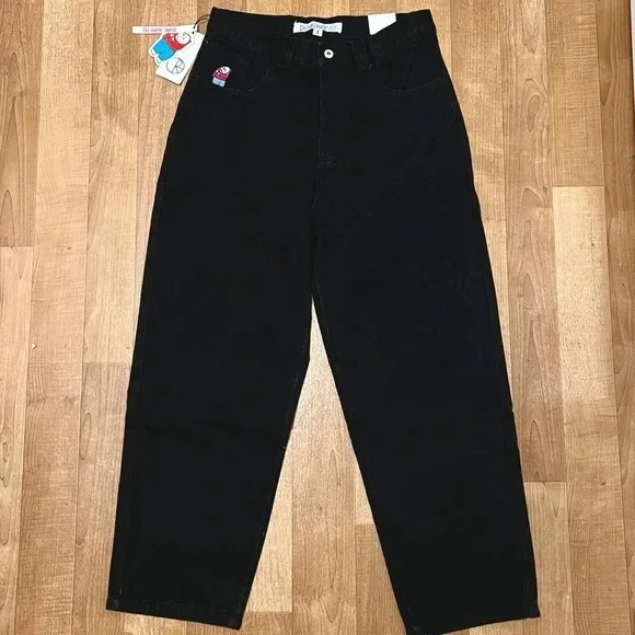 Jean Hip Hop Y2K pour Homme et Femme, Pantalon Baggy, Taille Haute, Large, Broderie Graphique de Dessin Animé, Harajuku