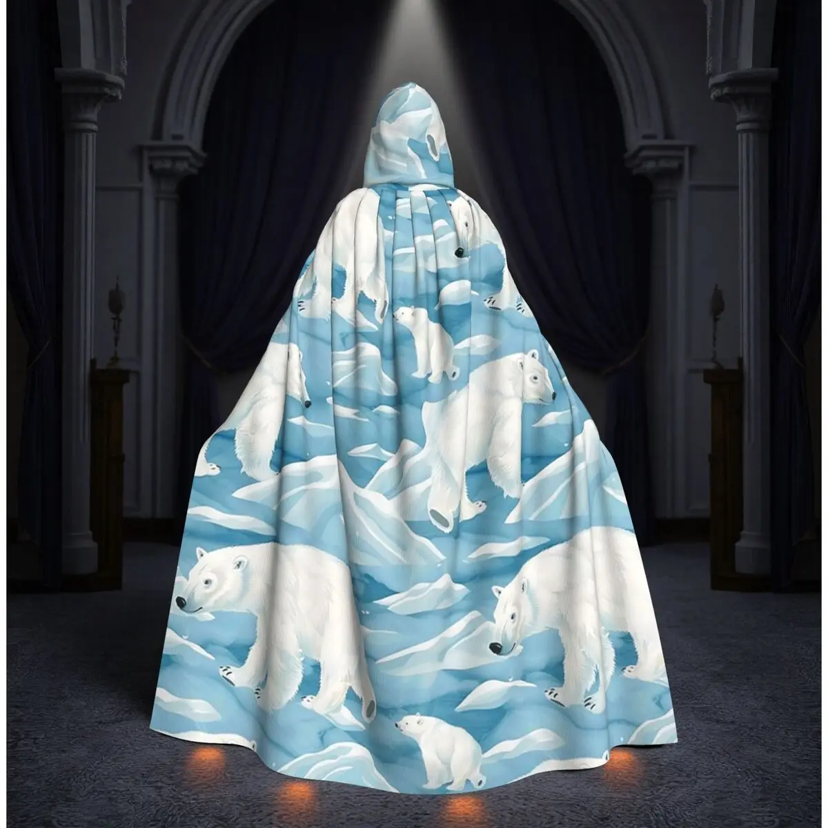 Capa larga con capucha de oso polar, madre e hijo, disfraz medieval de bruja, capa de cosplay para fiesta de Halloween, unisex para adultos
