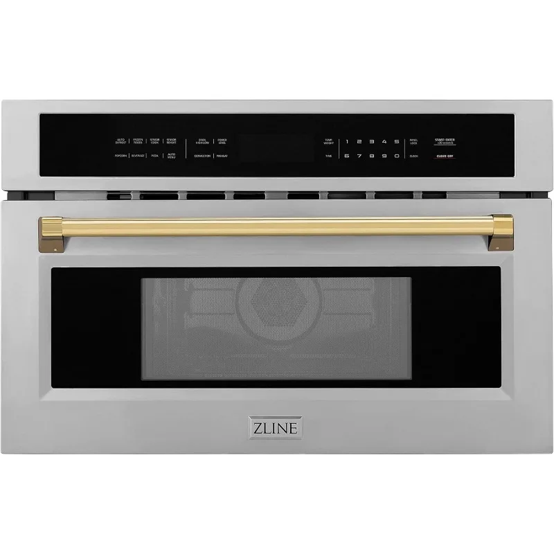 ZLINE Autograph Edition 30” 1.6 cu ft. Built-in Convection Microwave Oven in Stainless Steel and Gold Accents