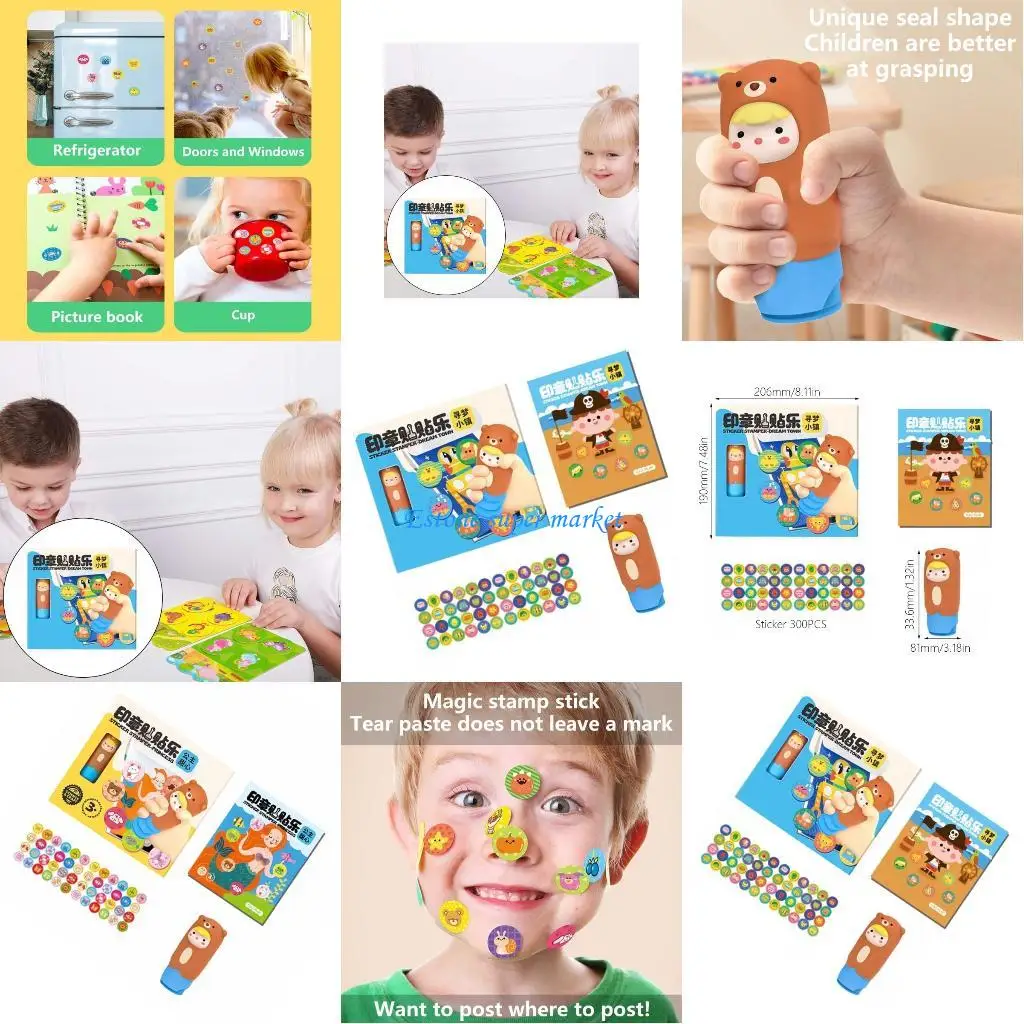 090B クリエイティブスタンプステッカーセット子供のためのコーディネーションを奨励面白いスタンピングアクティビティブッククラフトキット供給おもちゃ子供のため