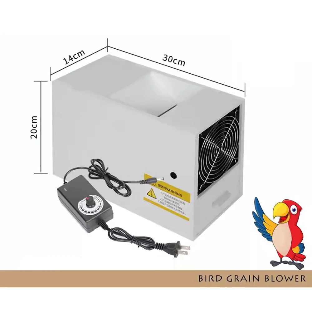 

Electric Bird Grain Blower Household Bird Feed Food Shell Blowing Winnowing Machine Adjustable Wind Sheller with 2PCS Drawer