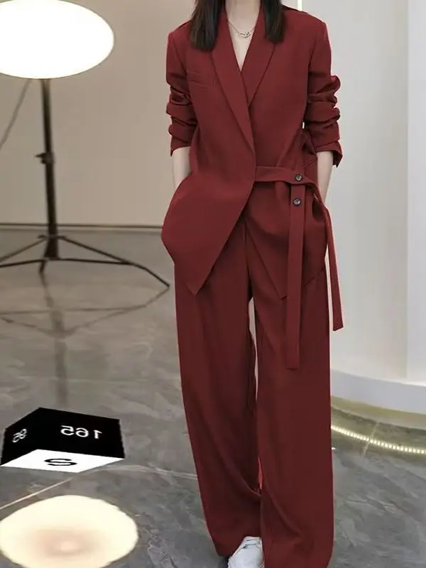 

Loose Age-Defying Wide Leg Pants Two-Piece Set plus Size Spring Autumn Brand Button Women's Fashion Casual Comfortable Suit