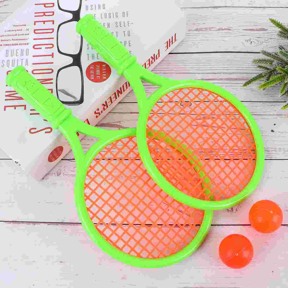 

1 Pair of Children's Tennis Racket Kids Plastic Badminton Rackets Game Props for Kindergarten Primary School (Size S Random Colo