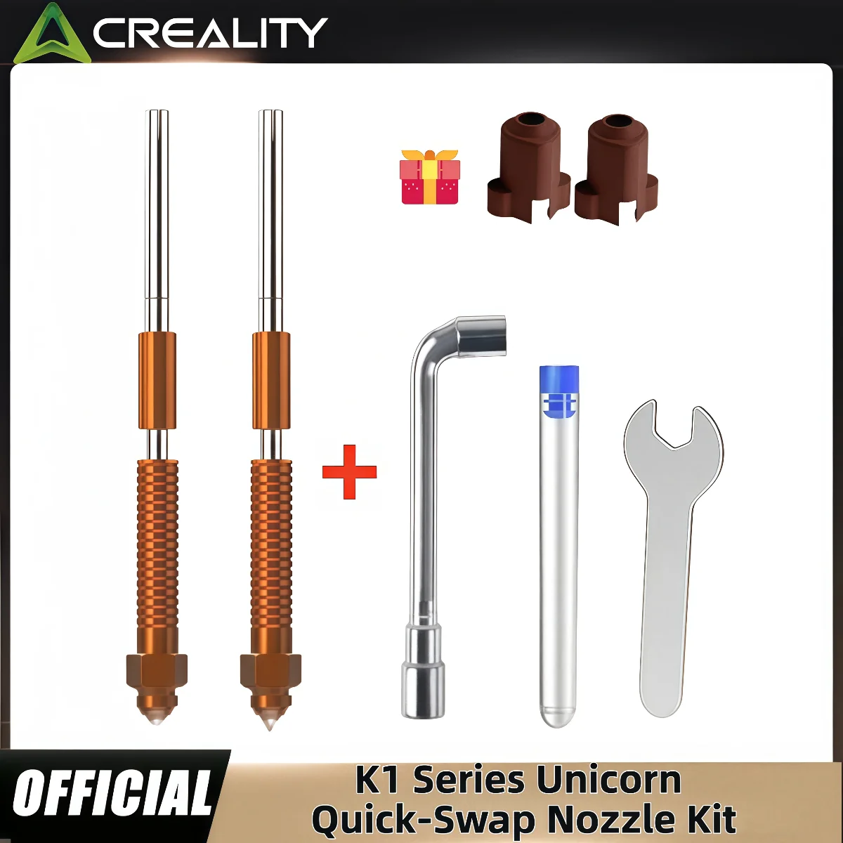Creality K1C / K1 MAX  Unicorn Quick-Swap Nozzle Kit with Quick Installation Tools and Nozzle Cleaning Tools and Silicone Sock