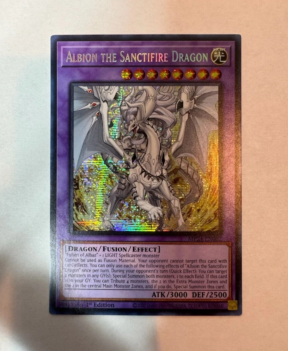 

Yugioh KONAMI Duel Monsters TCG MP24-EN082 Albion the Sanctifire Dragon Secret Rare English 1st Edition Collection Mint Card