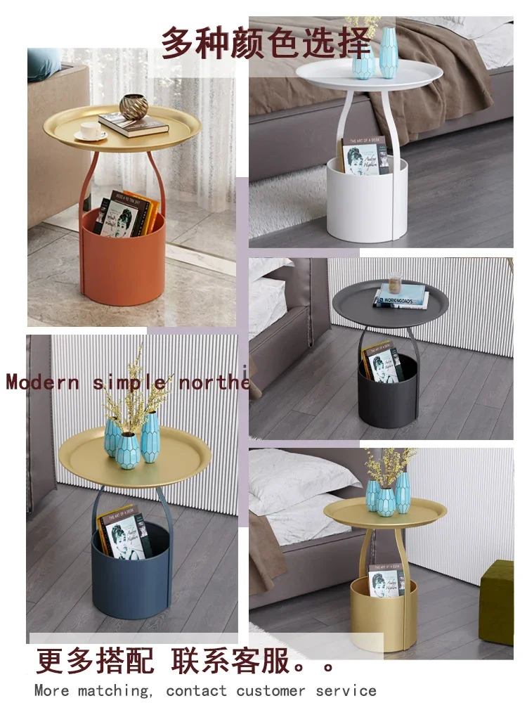  Creative Multi-Functional Bucket Sofa Side Tables Exquisite Iron Art Small Round Light Luxury Storage Coffee Table