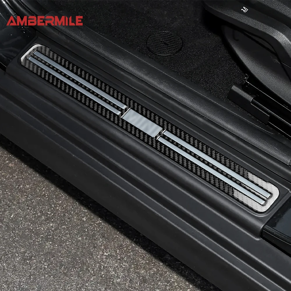 For Mini Cooper F65 2024 2025 Car Door Sills Protector Sticker Real Soft Carbon Fiber Accessories Decal Styling