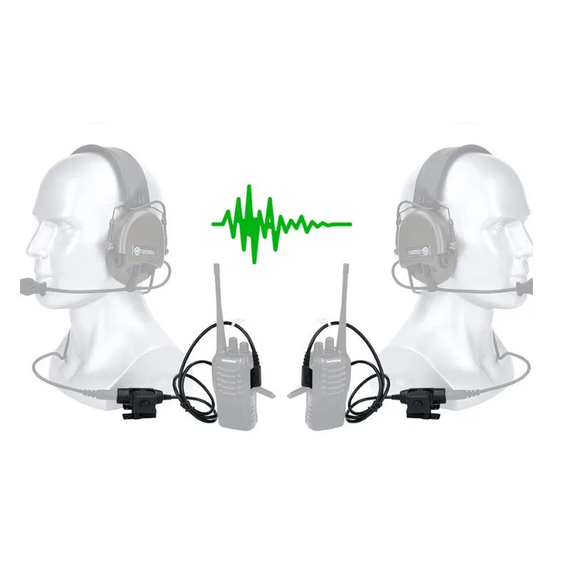 U94 PTT كابل التوصيل التكتيكية التكتيكية سماعة ل Baofeng UV-5R UV-S9 زائد UV-82 AR-152 UV-10R اسلكية تخاطب اتجاهين راديو التوصيل