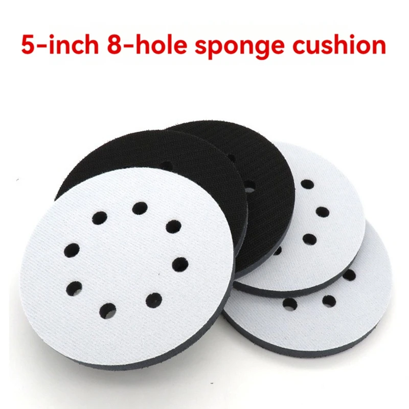 5x Interface Pads 5 Inch 8 Gat Haak & Loop Zacht Spons Schuim Schuren Interface Pad Voor Orbitale Schuurmachine Polijsten