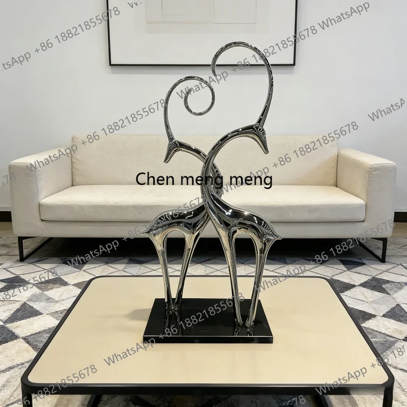 

Modern Abstract Stainless Steel Sheep Sculpture - Interior Living Room Corridor Hotel Shop Artistic Living Decor