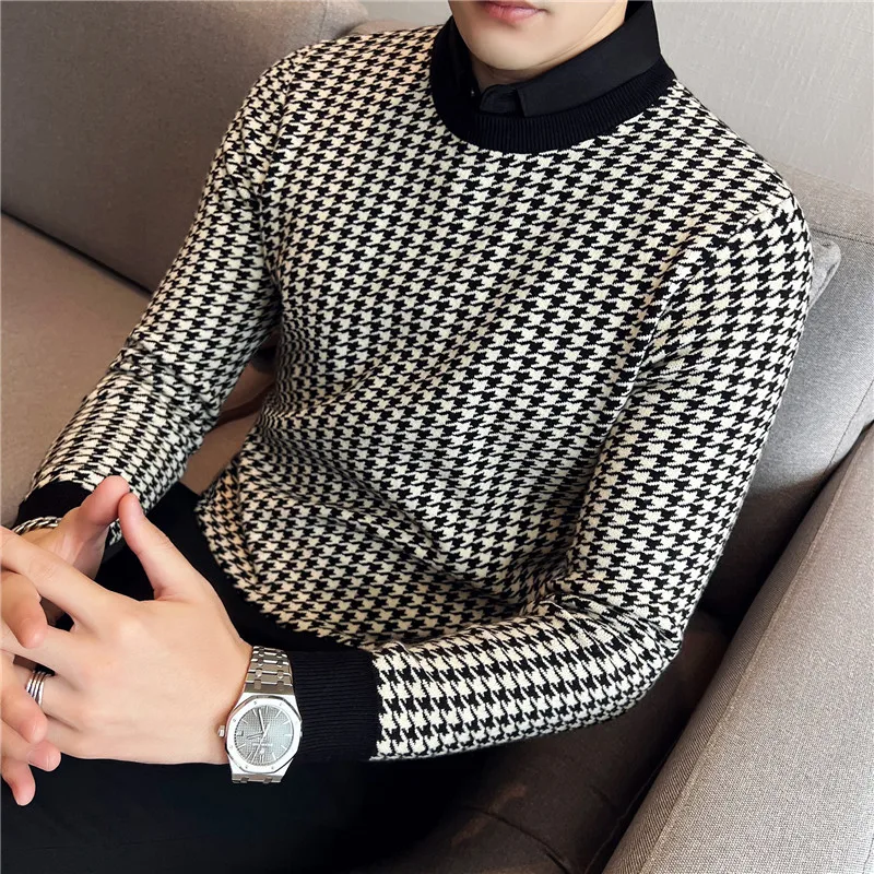 

2023 Men's Winter Thermal Knitting Sweater Slim Fit Long Sle Faionable Youth Trend Brand Clothing M Faion Woolen Coat