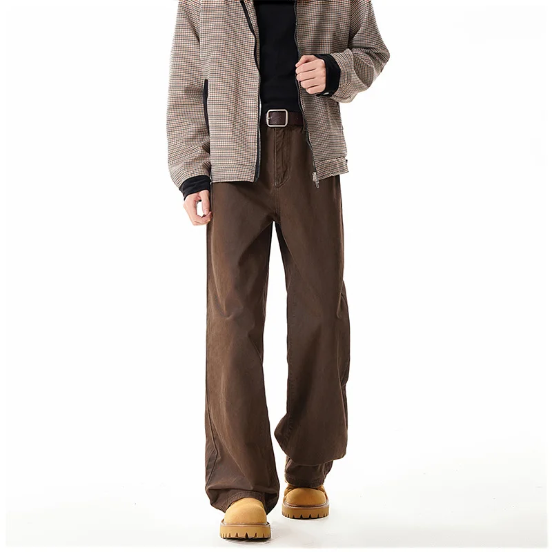 

American Style Workwear Pure Cotton Casual Pants Men's Spring Autumn High Street Versatile Loose Wrinkle Long Trousers Trendy...