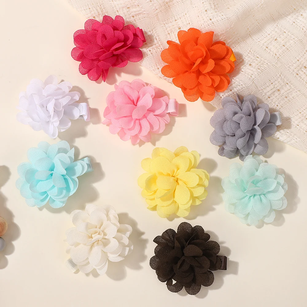 

20Pcs Random Chiffon Flower Hair Clip Sweet Korean Style Floral Hairpin Cute Barrette For Women Girls Headdress Hair Accessories