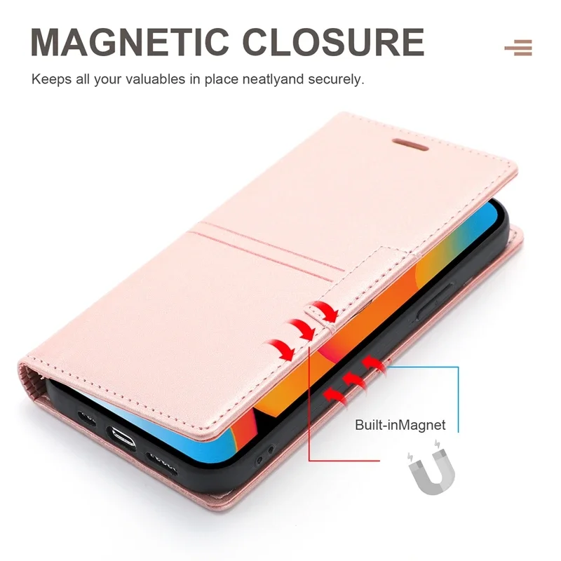 For iPhone 15 Pro Max 14 Plus 13 Mini 12 Pro 11 SE 2022 2020 X XR XS Max 8 7 6 6s Wallet Flap Skin Feel Magnetic Leather Cover