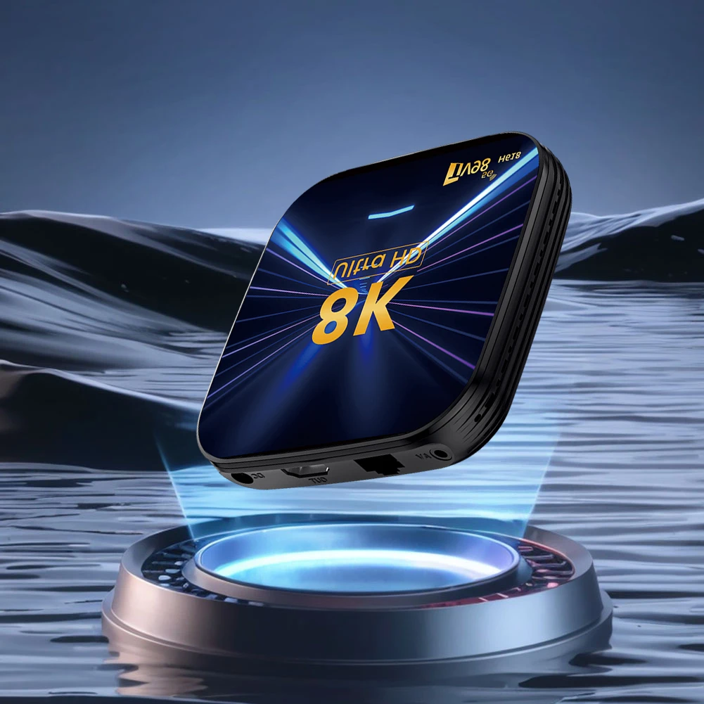 Android 14 TV Box Lettore multimediale HD 8K Set top box WiFi doppio 2.4G/5G con telecomando