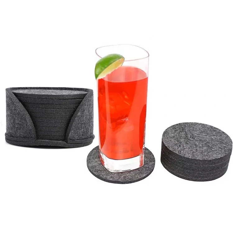 10 pz rotondo feltro sottobicchiere tavolo da pranzo Protector Pad resistente al calore tazza Mat caffè tè bevanda calda tazza tovaglietta accessori