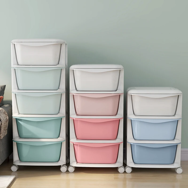 Plastic drawer-type multi-layer storage cabinet, household wardrobe, toy organization box, bedroom storage rack