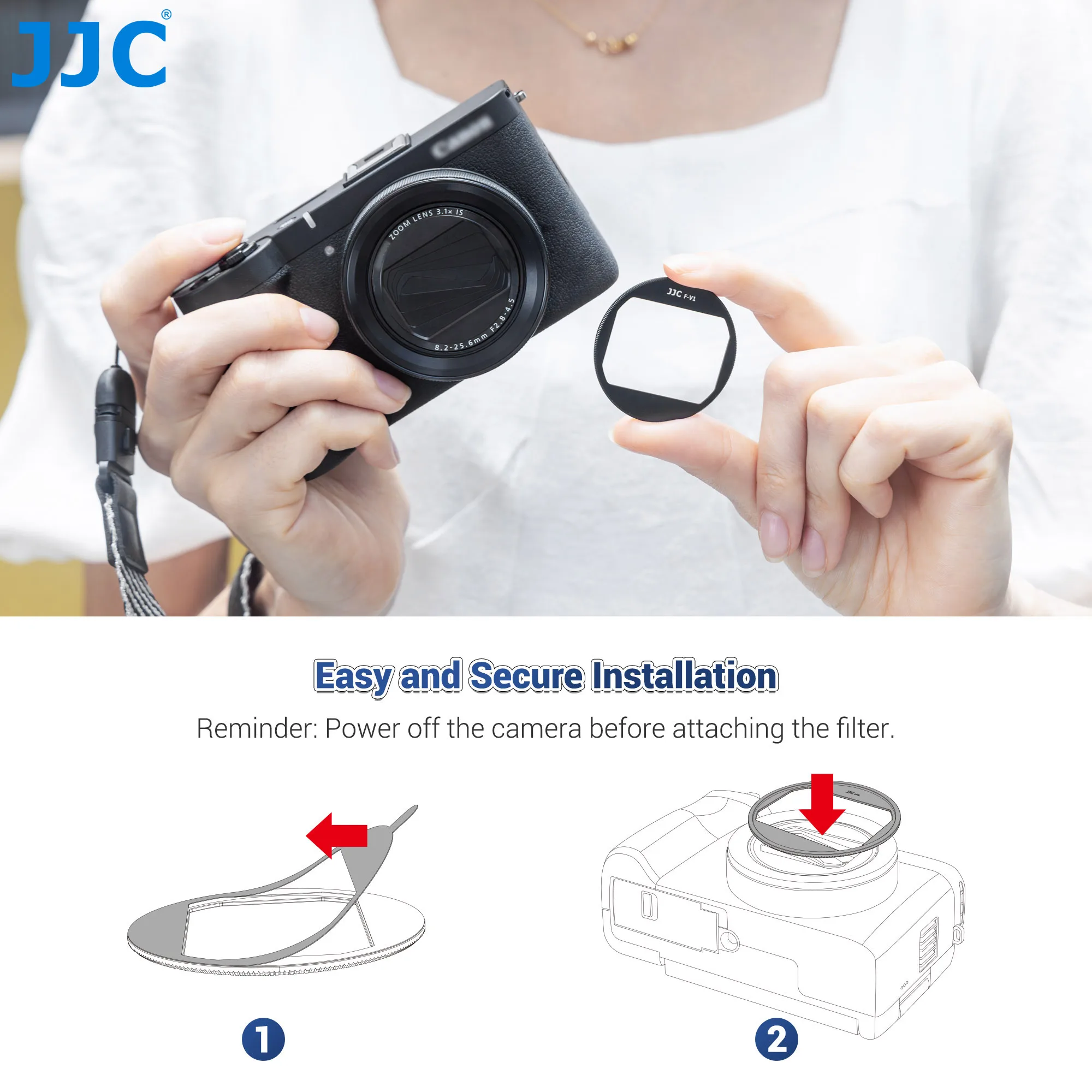 JJC UV Protective Filter for Canon PowerShot V1 Camera Accessories