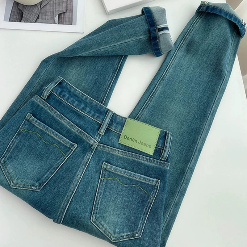 

Soft Jeans Summer High Quality Stretch High Waist Slim-Fit Straight Denim Pants Female Zipper-Fly Casual Elegant Trousers Girls