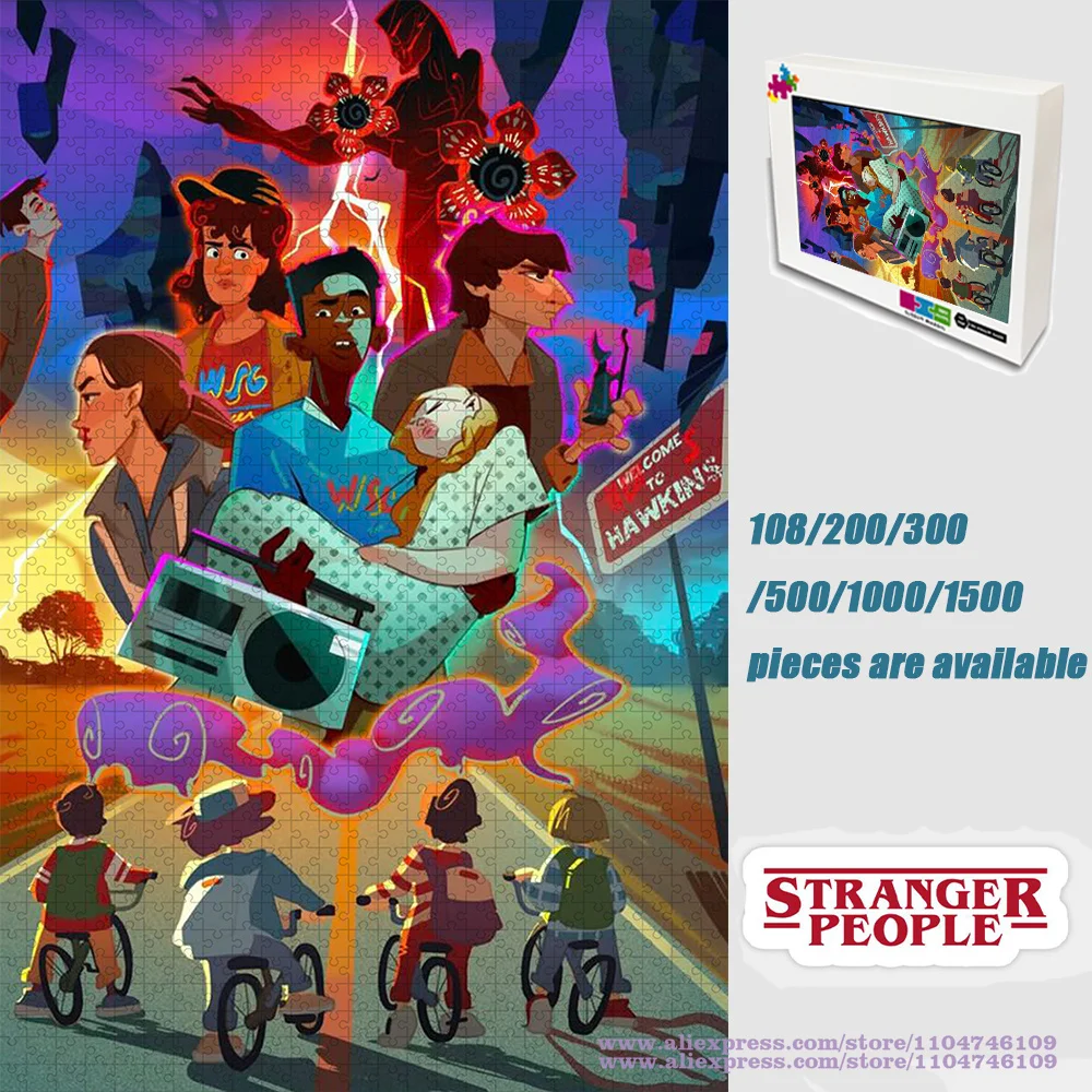 

Stranger Things Puzzle Jigsaw 108/200/300/500/1000/1500Pcs Intelligence Puzzles for Kids & Adults Gift with Box Home Decoration