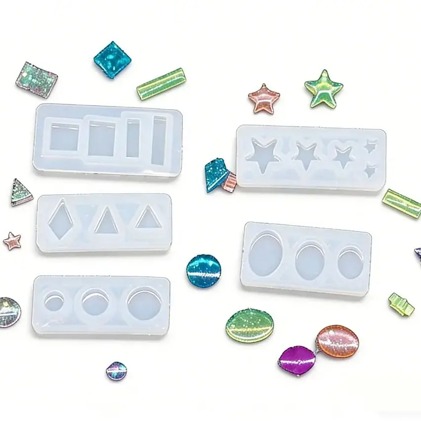 

Round oval square star geometry stud earring Silicone Mold for jewelry pendant Resin Silicone Mould DIY epoxy resin mold