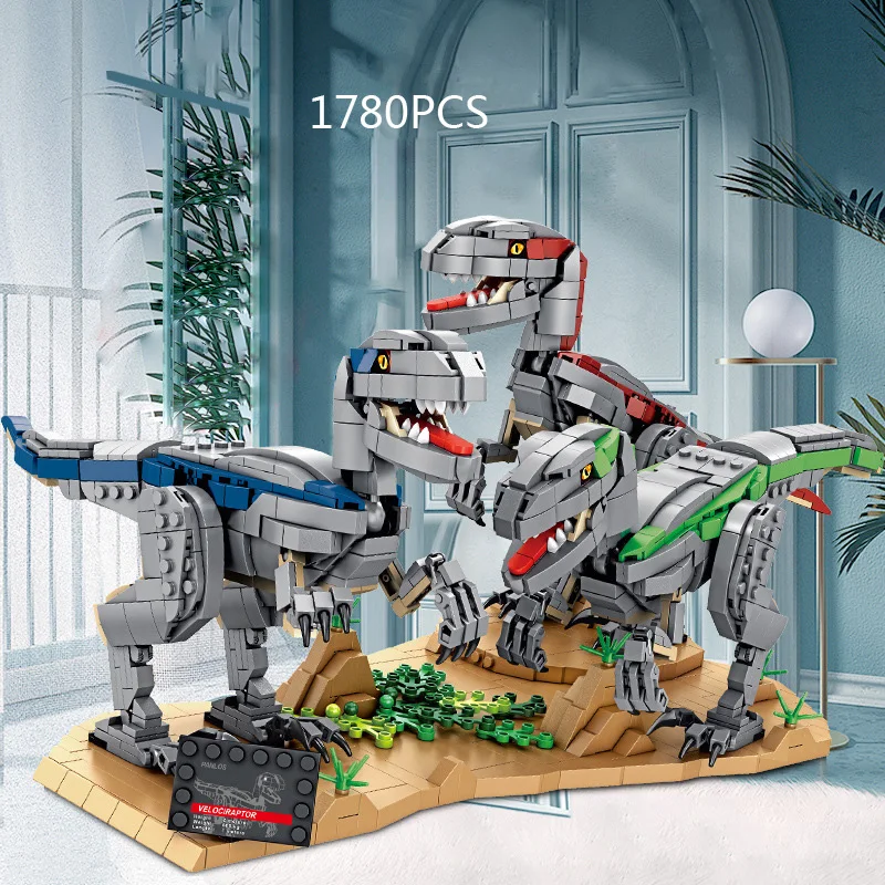 Moc Creative Jurassic Dinosaurs Moc Building Block Velociraptor Group Model Assemble Bricks Toys Collection For Boys Gift