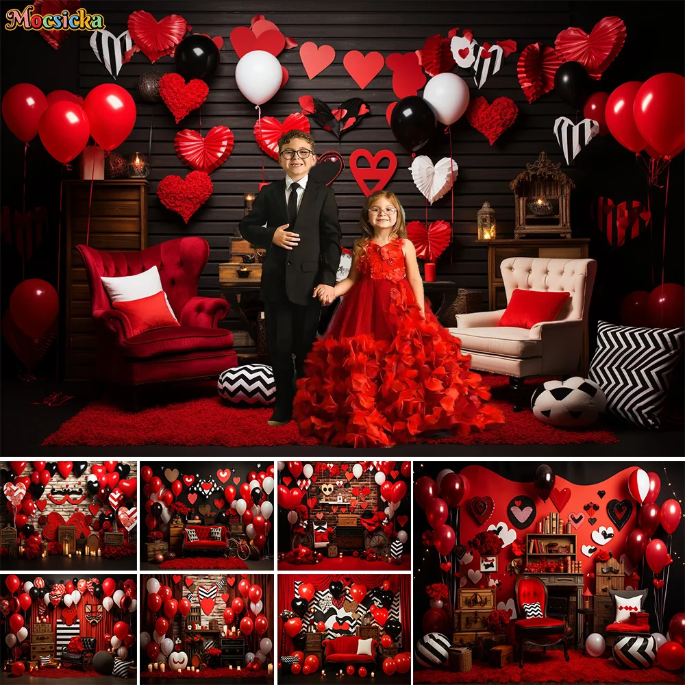 

Red Balloon Wall Backdrop Decor Valentine's Day Party Love Gift Candle Background Booth Girl Birthday Cake Smash Portrait Photos