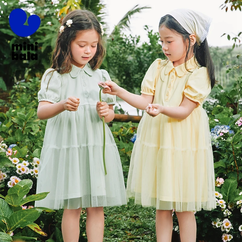 

Mini Bala Dress Girls Dress Children 2024 Summer New Sweet Tulle Puffy Princess Dress