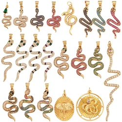 Seductive Snake Charms Pendant Earrings Necklace Bracelet Making Supplies,Colourful CZ Zircon Accessories Jewelry Findings L03