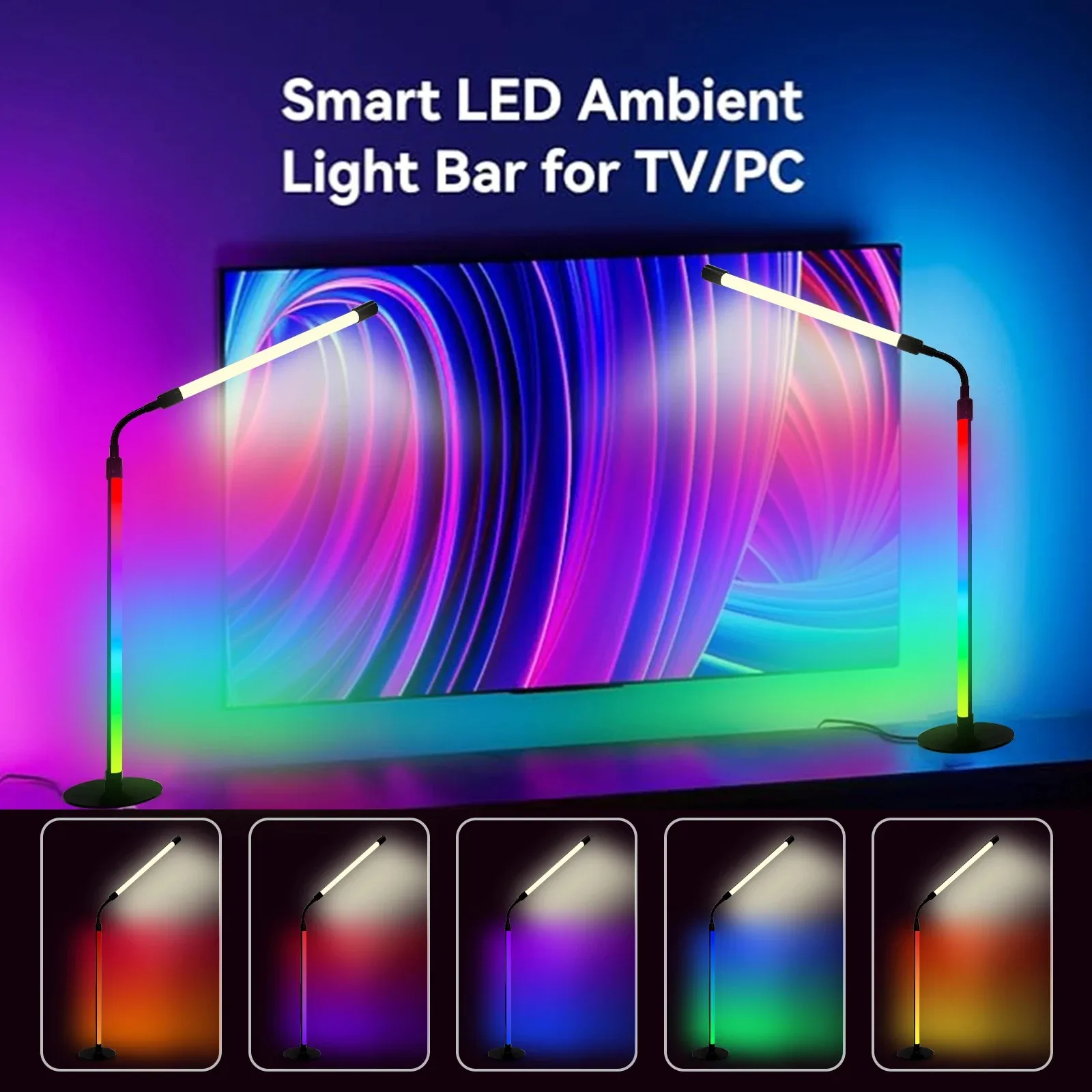 

Smart RGB Desk Lamp LED Table Lamp Flexible Gooseneck Rotatable Music Sync App Control Suitable for Living Room Gaming Decor