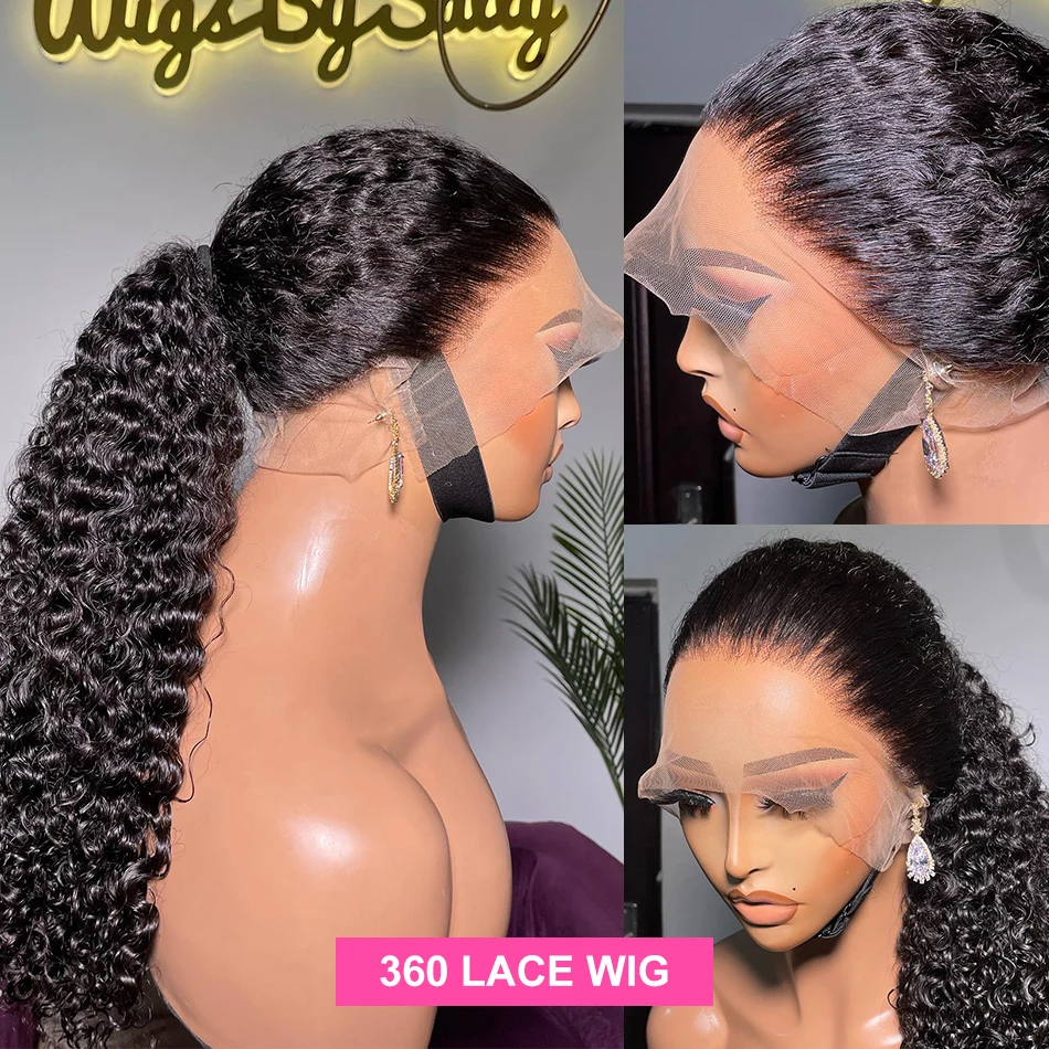 40 Inch Curly 13x4 13x6 HD Transparent Lace Frontal Wig Brazilian Remy 360 Loose Deep Wave Human Hair Lace Front Wigs For Women