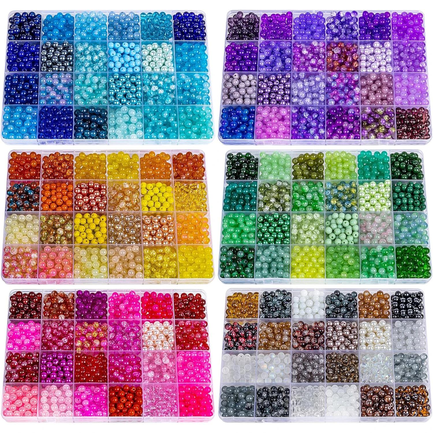 960PCS 6mm Glass Beads Bracelet Making Kit Assorted Colorful Beads for Jewelry And DIY Crafts,Friendship Bracelets