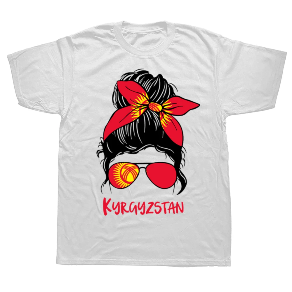 Neuartige Kirgisische Kirgisischistan Mädchen Frau Flagge T-Shirts Grafik Baumwolle Streetwear Kurzarm Geburtstagsgeschenke Sommer-Stil T-Shirt – Detail 2