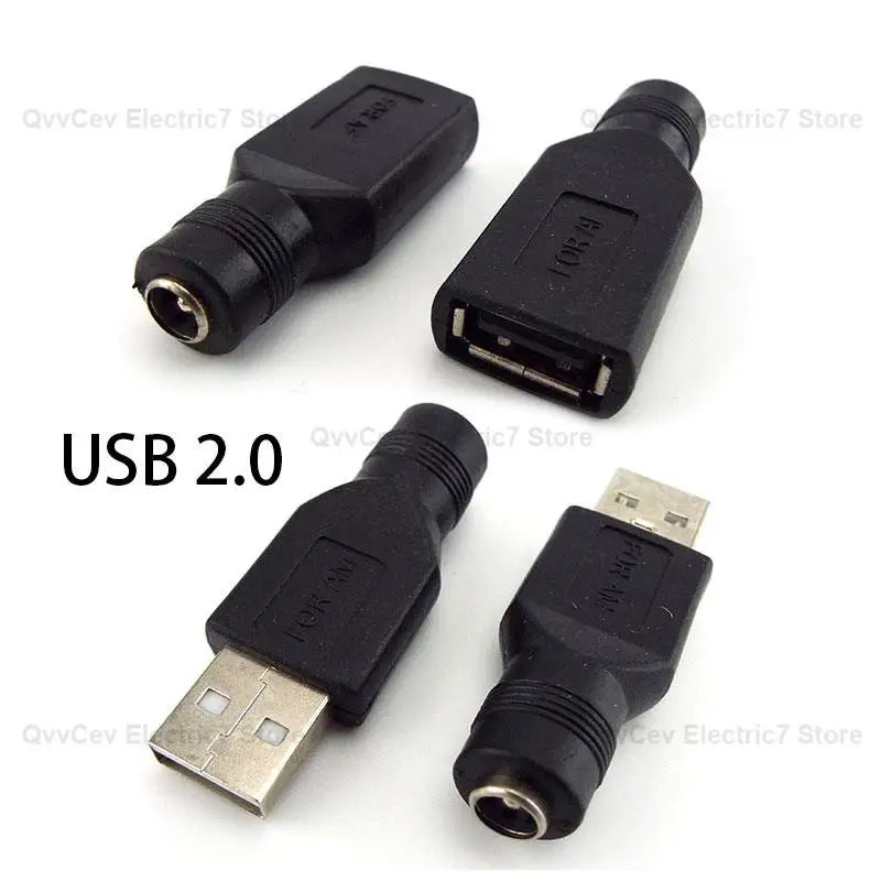 Female Jack To USB 2.0 Male Plug Jack 5V DC Power Plugs Connector Adapter Laptop 5.5*2.1mm Converter Laptop PC DIY W28