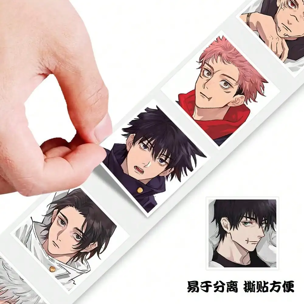 500 pçs/rolo jujutsu kaisen rolo adesivo criativo diy decorativo tablet guitarra selo do carro decalques mão conta à prova dwaterproof água crianças presentes