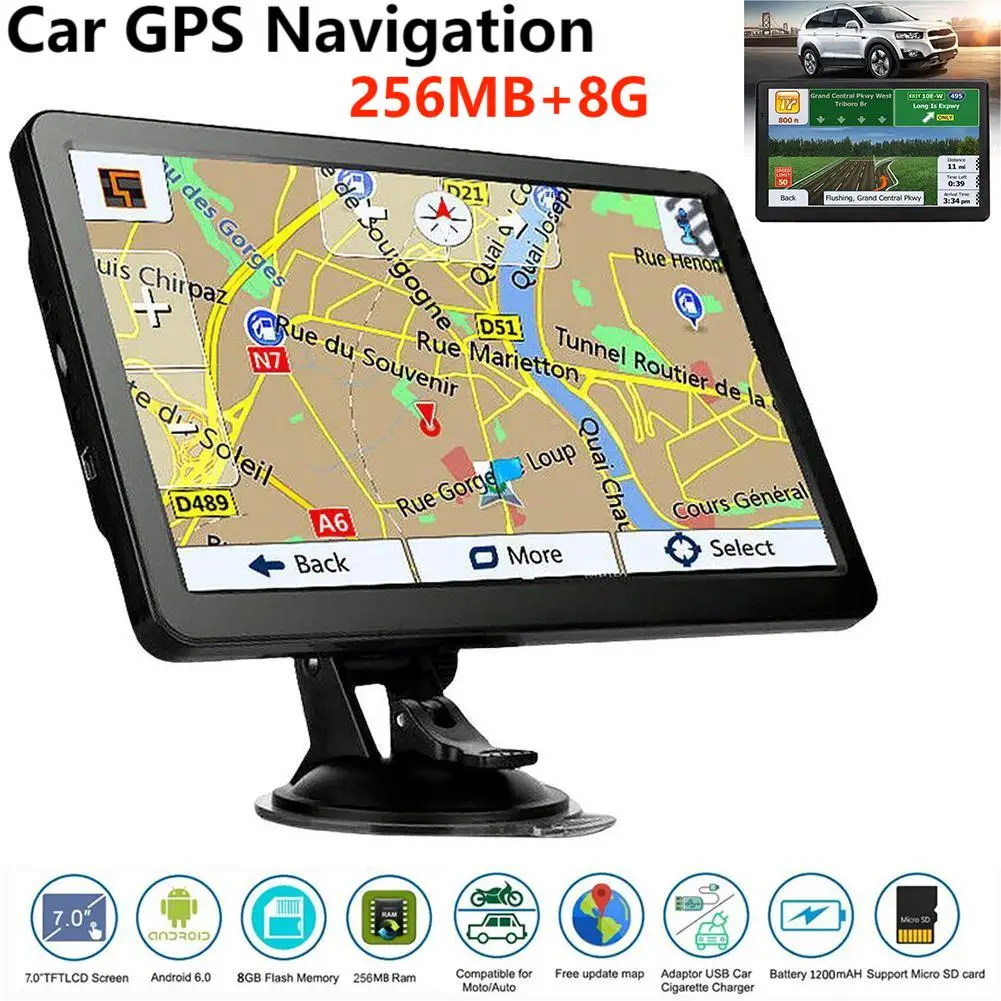 

7 Inch Car GPS Navigation Touch Screen FM Transmitter 256M+8G Europe North America Map Automotive GPS Navigator for Car Truck