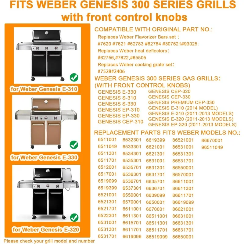 7524 Cooking Grid 7621 Flavor Stick 7622 Heat Deflector Replacement Grill Parts