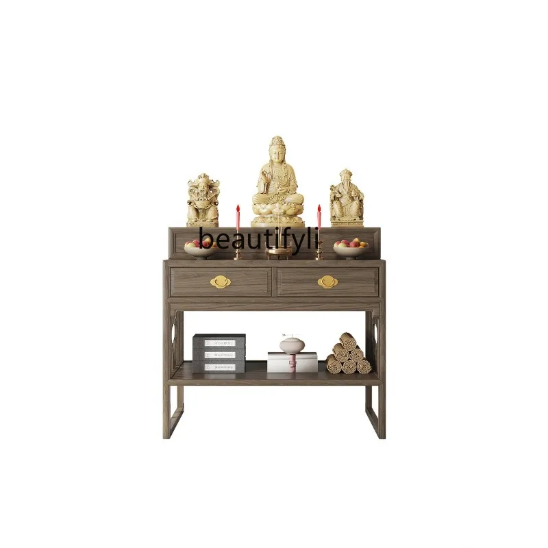 Altar Incense Burner Table Household Solid Wood Prayer Altar Table Multi-Layer Magic Table Guanyin God of Wealth Buddha Shrine