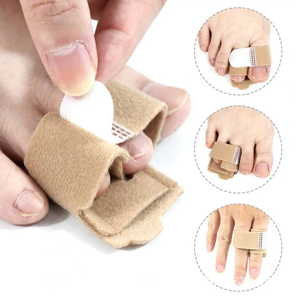 Foot Alignment Aid 2pcs Hammer Toe Corrector Set Reusable Fabric Toe Straightener Wrap Adjustable Splint for Bent Curled Crooked