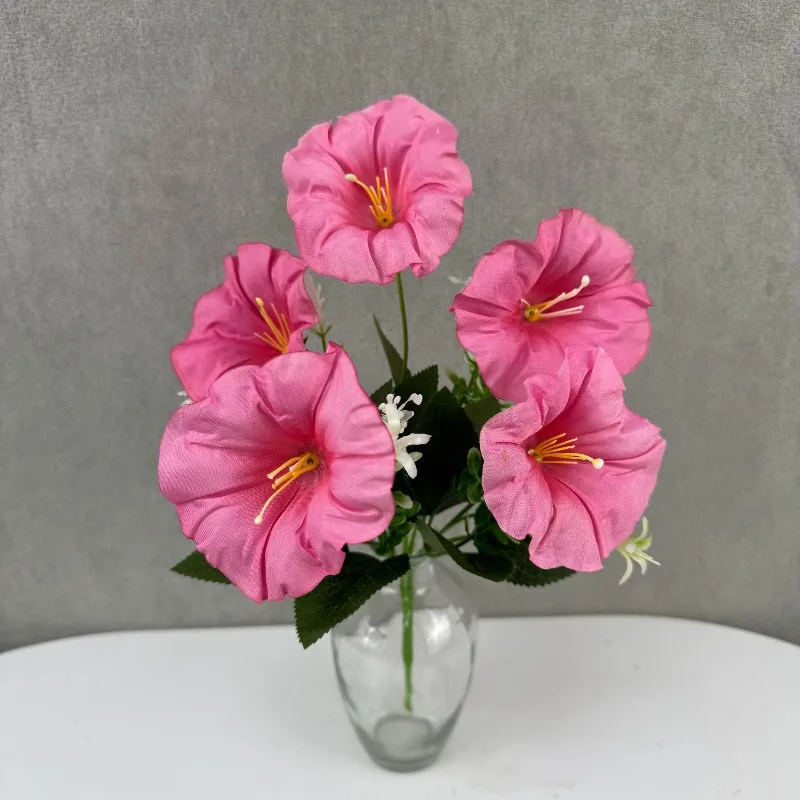 12 Stück künstliche 5-Köpfige Glorien-Blumensträuße, Seiden-Blumen, Fotografie-Simulation, Blaue Glorien-Blume, Heimdekoration – Detail 8