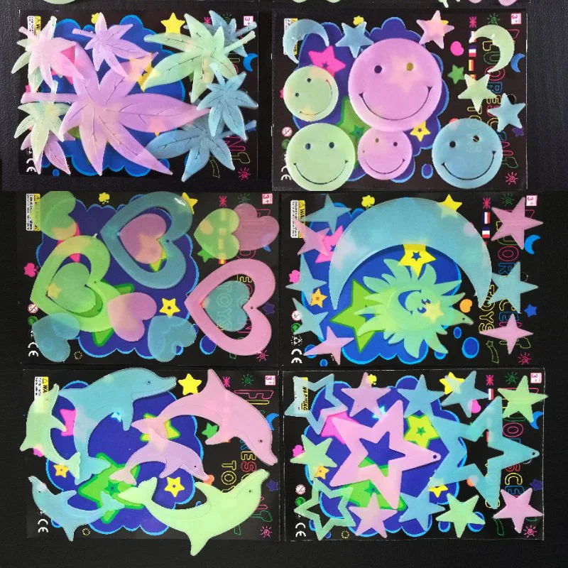 Luminous Cartoon Butterfly Stars Wall Stickers for Kids Room Bedroom Decor Glow In The Dark Wall Decals Noctilucent Stickers