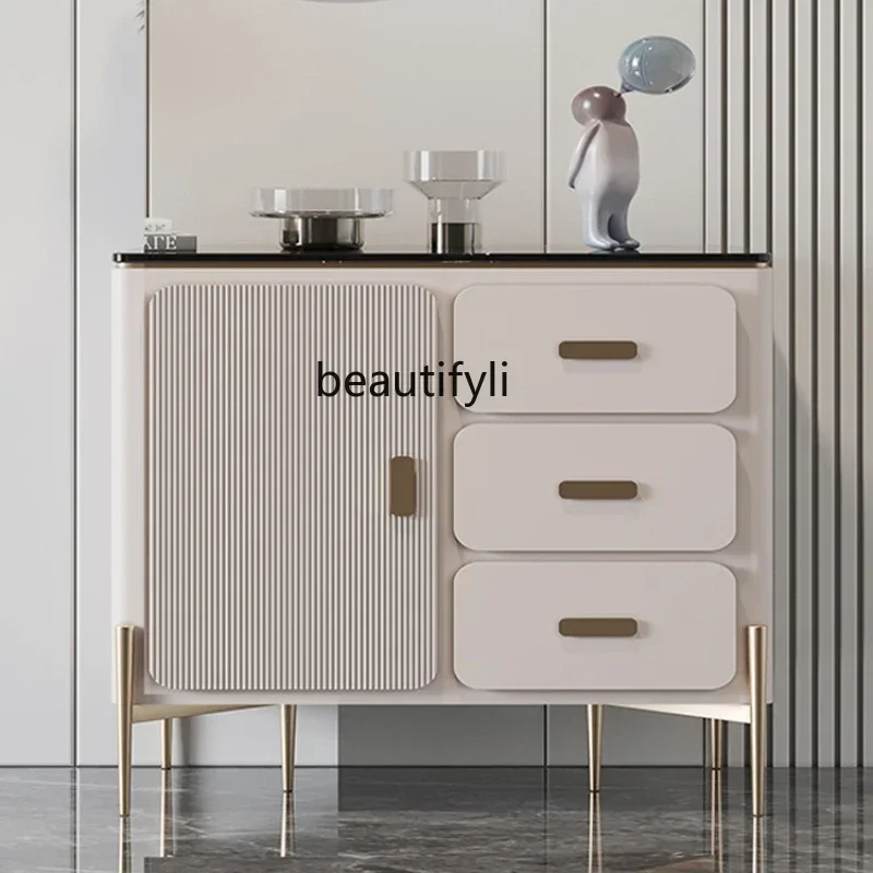 خزانة جانبية فاخرة من الخشب الصلب لغرفة المعيشة، خزانة منظم للتخزين متعددة الوظائف، بسيطة Mod 1001