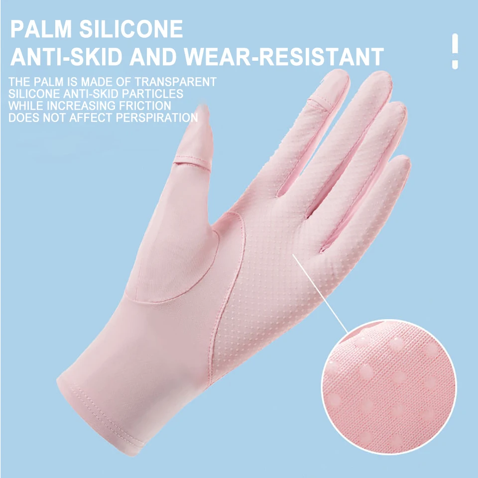 GOBYGO 1 คู่ UPF50 + ครีมกันแดดถุงมือซิลิโคนทน UV ลื่นถุงมือขี่จักรยานกลางแจ้ง ICE Sense จักรยานขับรถผู้ชายผู้หญิง