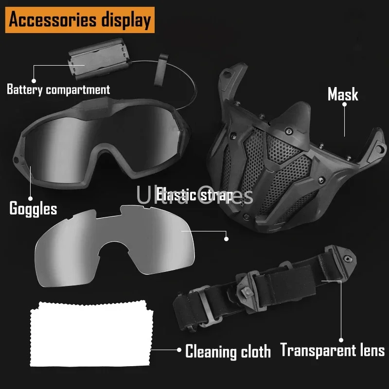 قناع الادسنس لكامل الوجه مع مروحة صغيرة تكتيكية مضادة للضباب Cs قناع واقٍ لألعاب كرات الطلاء