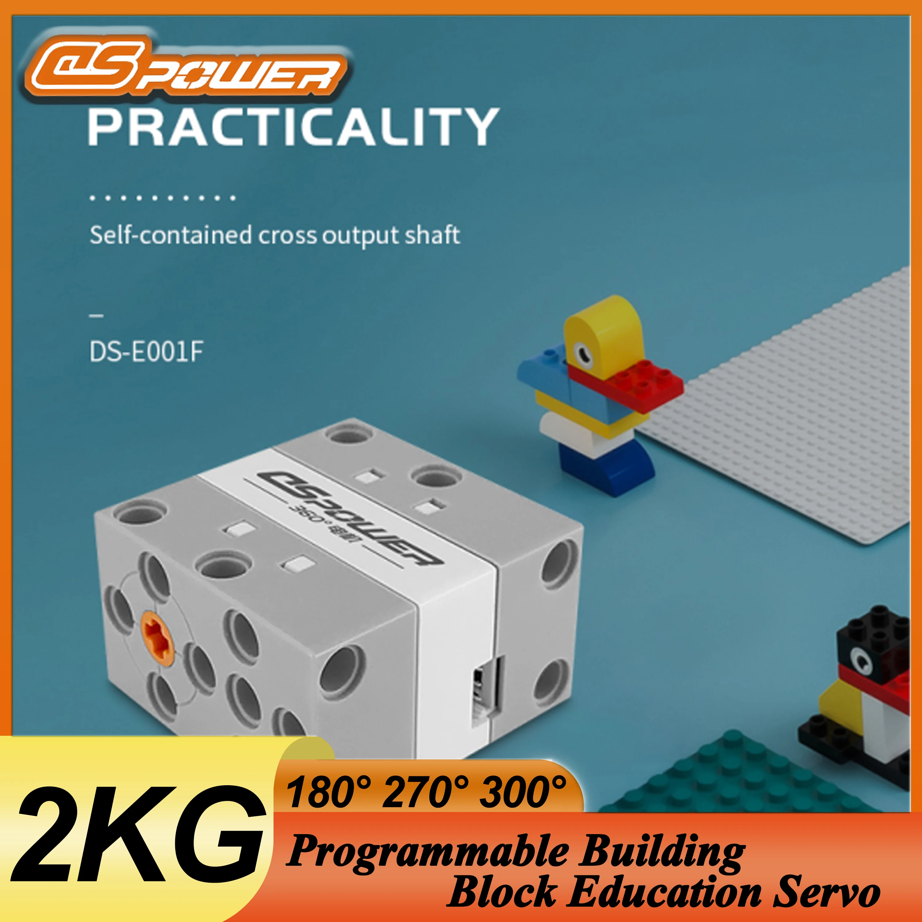 

DSPOWER 2KG 180° 270° 360° Programmable Building Block Education Servo Porous Bit Bidirectional Output Programming for DIY Toys