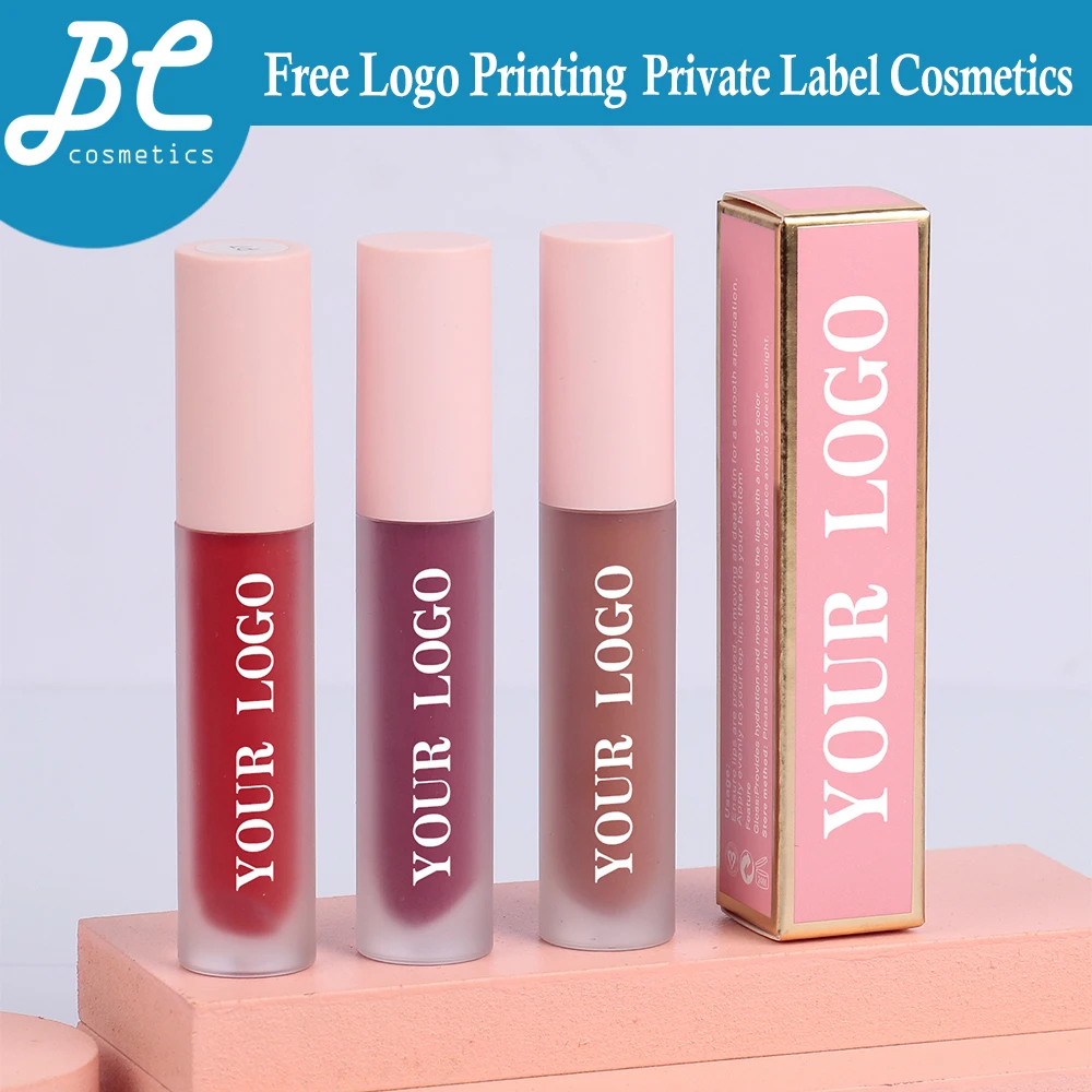 

Тюбик блеска для губ Private Label | Светло-розовый круглый контейнер для губной помады | Блеск для губ с логотипом на заказ