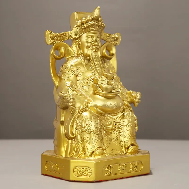 Solid Brass God of Wealth Statue Feng Shui Home Decor Lucky Buddha Ornament for Office Store Opening Gift Bronze Caishen